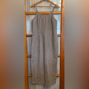 J.Peterman Striped Sleeveless Shift Dress Cotton Made in USA Size 12